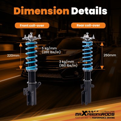 ชุดสตรัทปรับเกลียว T6 สำหรับ Toyota Camry/ Avalon /Lexus ES350 / ปรับสูงต่ำและความหนืดได้ (ไม่รองรับไฮบริด) 2007-2011