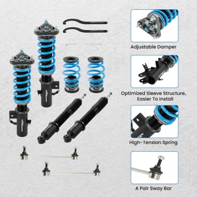 ชุดคอยล์โอเวอร์ (Coilover) โช๊คสตรัท ปรับระดับได้ สำหรับ Honda Civic / Acura ILX (รุ่นอเมริกา) ระบบช่วงล่างปรับโหลดได้ 2012-2015