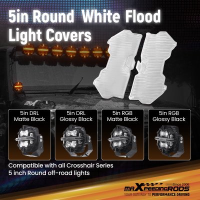 ฟิลเตอร์ครอบไฟแบบใส แบบกระจายแสง maXpeedingrods 5 นิ้ว อุปกรณ์เสริมสำหรับทรงกลม ไฟขับขี่ Filters LED (4 ชิ้น) 5  Inch transparent  Flood White light Cover for Auxiliary Driving LED Light Pods，4pcs