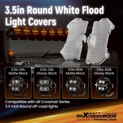 ฟิลเตอร์ครอบไฟแบบใส แบบกระจายแสง maXpeedingrods 3.5 นิ้ว อุปกรณ์เสริมสำหรับทรงกลม ไฟขับขี่ Filters LED (4 ชิ้น) 3.5  Inch transparent  Flood White light Cover for Auxiliary Driving LED Light Pods，4pcs
