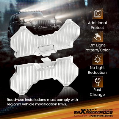 ฟิลเตอร์ครอบไฟแบบใส แบบกระจายแสง maXpeedingrods 5 นิ้ว อุปกรณ์เสริมสำหรับทรงสี่เหลี่ยม ไฟขับขี่ Filters LED (4 ชิ้น) 5  Inch transparent  Flood White light Cover for Auxiliary Driving LED Light Pods，4pcs