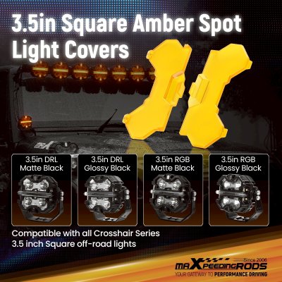 ฟิลเตอร์ครอบไฟสีเหลืองอำพัน maXpeedingrods 3.5  นิ้ว แบบรวมแสง อุปกรณ์เสริมสำหรับไฟ Filters LED ขับขี่ ทรงสี่เหลี่ยม (4 ชิ้น) 3.5 Inch Amber Spotlight Cover for Auxiliary Driving LED Light Pods，4pcs
