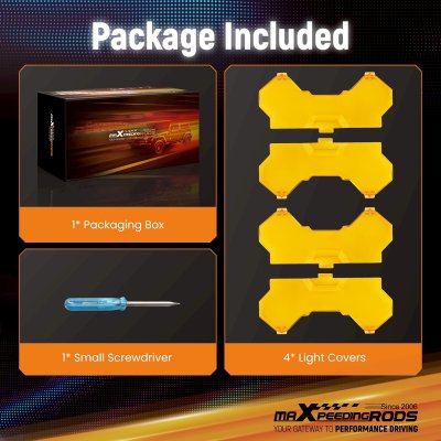 ฟิลเตอร์ครอบไฟสีเหลืองอำพัน maXpeedingrods 3.5  นิ้ว แบบรวมแสง อุปกรณ์เสริมสำหรับไฟ Filters LED ขับขี่ ทรงสี่เหลี่ยม (4 ชิ้น) 3.5 Inch Amber Spotlight Cover for Auxiliary Driving LED Light Pods，4pcs