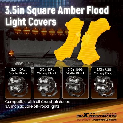 ฟิลเตอร์ครอบไฟ Filters LED สีเหลืองอำพัน maXpeedingrods 3.5 นิ้ว ทรงสี่เหลี่ยม แบบกระจายแสง อุปกรณ์เสริมสำหรับไฟขับขี่ ออฟโรด - 4 ชิ้น 3.5 Inch Amber  Flood light Cover for Auxiliary Driving LED Light Pods，4pcs