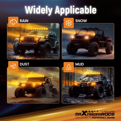 ฟิลเตอร์ครอบไฟ Filters LED สีเหลืองอำพัน maXpeedingrods 3.5 นิ้ว ทรงกลม แบบกระจายแสง อุปกรณ์เสริมสำหรับไฟขับขี่ ออฟโรด - 4 ชิ้น 3.5 Inch Amber  Flood light Cover for Auxiliary Driving LED Light Pods，4pcs