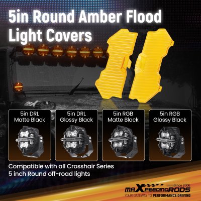 ฟิลเตอร์ครอบไฟ Filters LED สีเหลืองอำพัน maXpeedingrods 5 นิ้ว ทรงกลม แบบกระจายแสง อุปกรณ์เสริมสำหรับไฟขับขี่ ออฟโรด - 4 ชิ้น 5 Inch Amber  Flood light Cover for Auxiliary Driving LED Light Pods，4pcs