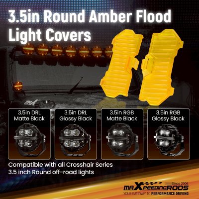 ฟิลเตอร์ครอบไฟ Filters LED สีเหลืองอำพัน maXpeedingrods 3.5 นิ้ว ทรงกลม แบบกระจายแสง อุปกรณ์เสริมสำหรับไฟขับขี่ ออฟโรด - 4 ชิ้น 3.5 Inch Amber  Flood light Cover for Auxiliary Driving LED Light Pods，4pcs