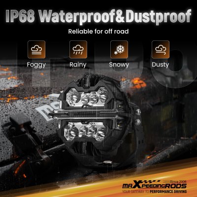 สปอตไลท์ 7 นิ้ว ทรงกลม ขับรถเสริมแสงสีขาวหลัก + สีเหลืองอําพัน/สีขาว | คู่ 190W | IP68 Spot Beam & Side Shooter