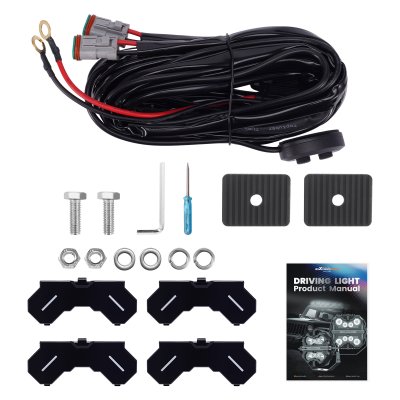 ไฟสปอตไลท์เสริม LED ทรงสี่เหลี่ยม 7 นิ้ว 250W คู่ | ไฟหลักสีขาว + DRL + RGB | IP68 ลำแสงสปอต + ด้านข้าง | MaXpeedingrods