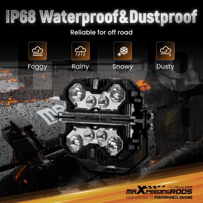 สปอตไลท์ 7 นิ้ว ทรงสี่เหลี่ยม ขับรถเสริมแสงสีขาวหลัก + สีเหลืองอําพัน/สีขาว | คู่ 190W | IP68 Spot Beam & Side Shooter