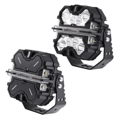 สปอตไลท์ 7 นิ้ว ทรงสี่เหลี่ยม ขับรถเสริมแสงสีขาวหลัก + สีเหลืองอําพัน/สีขาว | คู่ 190W | IP68 Spot Beam & Side Shooter