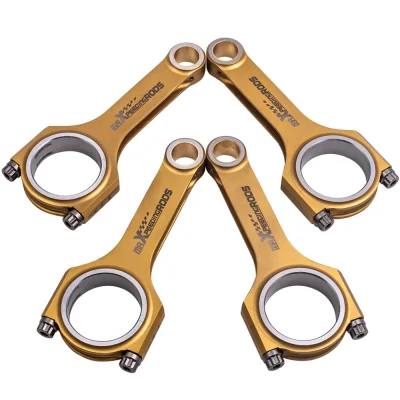 ก้านสูบ maXpeedingrods ก้านสูบฟอร์จ 4 ชิ้น เคลือบ Titanizing พร้อมน็อต ARP2000 สำหรับ Mitsubishi 4B11 / 4B11T เครื่องยนต์แต่งแรง