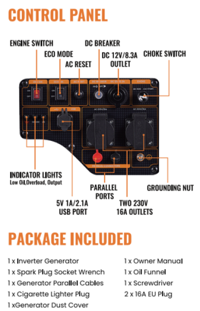 maXpeedingrods เครื่องปั่นไฟ 3200 วัตต์ 3200-Watt เครื่องกำเนิดไฟ Outdoor Camping อินเวอร์เตอร์ เครื่องยนต์ 145cc 4 จังหวะ OHV Quiet Digital Generator 3.2KW Motorhome