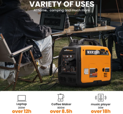 maXpeedingrods เครื่องปั่นไฟ Generator เครื่องกำเนิดไฟฟ้าฉุกเฉินอินเวอร์เตอร์ 3300 W 230 V น้ำหนักเบาสำหรับการเดินทางแคมป์ปิ้งไซต์ก่อสร้าง