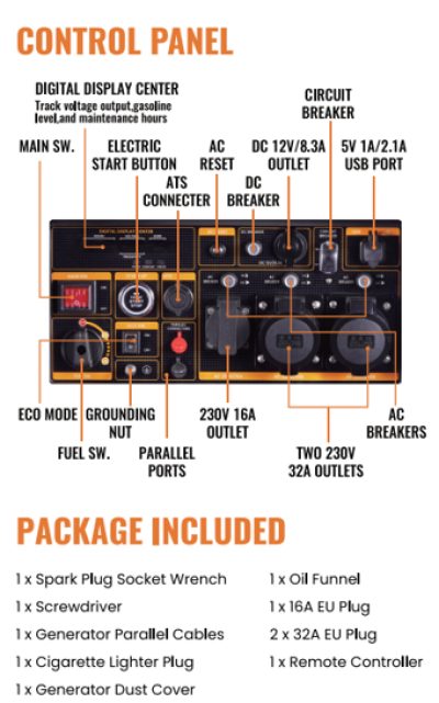 maXpeedingrods เครื่องปั่นไฟ Generator Inverter เครื่องกำเนิดไฟฟ้าเงียบ 8.0KW 8000W สูงสุด 240V สตาร์ทด้วยไฟฟ้า