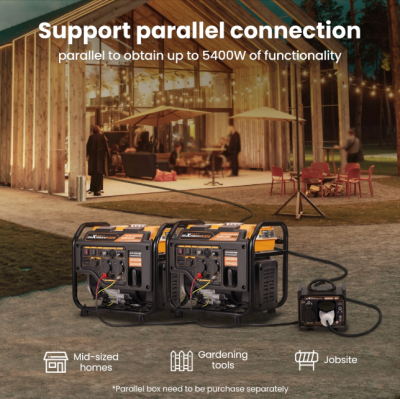 maXpeedingrods เครื่องปั่นไฟ 3200 วัตต์ 3200-Watt เครื่องกำเนิดไฟ Outdoor Camping อินเวอร์เตอร์ เครื่องยนต์ 145cc 4 จังหวะ OHV Quiet Digital Generator 3.2KW Motorhome