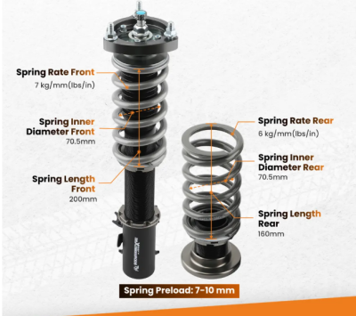 maXpeedingrods ชุดโช๊คอัพ สำหรับฮอนด้า ซีวิค ลดระดับ คอยล์ปรับได้ cot7 ที่ได้รับคะแนน PE สูงสุดสำหรับ Honda Civic SI 06-11
