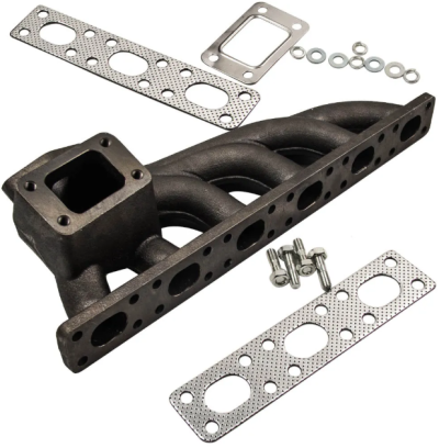 maXpeedingrods Turbo Exhaust Manifold ท่อร่วมไอเสีย สำหรับ BMW 6 สูบ M50 M52 เครื่องยนต์ T3 Top Mount Turbocharger Flange Manifold Fit E34 E36 E38 E39 E46 Z3 M50B20 M52TUB20 B25 B28