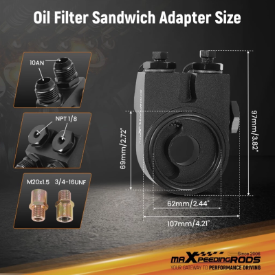 【16-ROW SET】Universal oil cooler ชุดออยคูลเลอร์น้ำมันเครื่อง 16 แถว AN10 พร้อมแอร์ไกด์ เทอร์โมสแตท แซนด์วิชเพลท สายถัก รถแต่ง รับประกันไทย