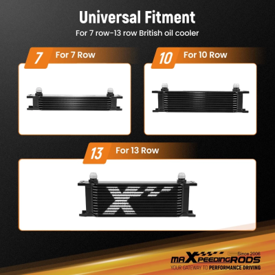 【7-13 Row】Universal Air Guide ชุดแอร์ไกด์ออยคูลเลอร์ 7-13 แถว แบบ British อลูมิเนียม สีดำ อะไหล่รถแต่ง ระบบระบายความร้อน รับประกันไทย