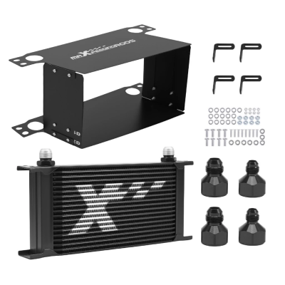 【19-ROW】Universal oil cooler ออยคูลเลอร์ 19 แถว AN10 อลูมิเนียม แบบ British พร้อมแอร์ไกด์ ขายึด ข้อต่อ AN8/AN6 ออยคูลเลอร์รถซิ่ง ระบายความร้อนเครื่องยนต์ รับประกันไทย