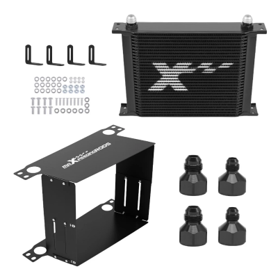【30-ROW】Universal oil cooler ออยคูลเลอร์ 30 แถว AN10 อลูมิเนียม แบบ British พร้อมแอร์ไกด์ ขายึด ข้อต่อ AN8/AN6 ออยคูลเลอร์รถซิ่ง ระบายความร้อนแรงสูง รับประกันไทย
