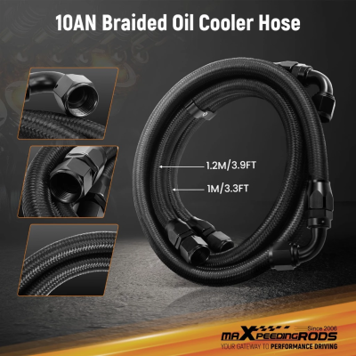 【16-ROW SET】Universal oil cooler ชุดออยคูลเลอร์น้ำมันเครื่อง 16 แถว AN10 พร้อมแอร์ไกด์ เทอร์โมสแตท แซนด์วิชเพลท สายถัก รถแต่ง รับประกันไทย