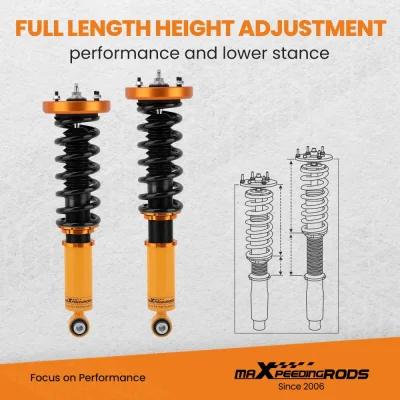 maXpeedingrods Coilovers ชุดสำหรับ Jaguar XJ8 2000-2009 XJ XJR Vanden Plas Super V8 คอยล์สปริงโช้คอัพ สีทอง ปรับได้24 ระดับ Damper C2C41349 C2C41347 C2C39763