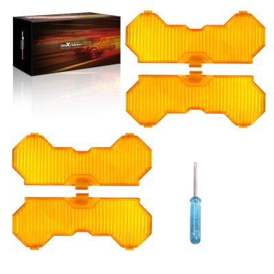 ฟิลเตอร์ครอบไฟ Filters LED สีเหลืองอำพัน 7 นิ้ว ทรงกลม แบบกระจายแสง อุปกรณ์เสริมสำหรับไฟขับขี่ ออฟโรด - 4 ชิ้น 7 Inch Amber  Flood light Cover for Auxiliary Driving LED Light Pods，4pcs