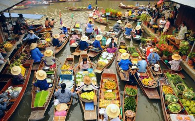 Damnoen Saduak Floating Market combine Mae Klong Railway Market