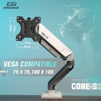 แขนจับจอมอนิเตอร์ ERGONOZ Monitor Arm EGN-ASTRO-S-W White