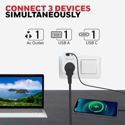 Honeywell Surge Cube with 1xType C with PD & 1xUSB