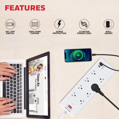 Honeywell 8 Outlet Surge Protector with 2 Type C & 2 USB
