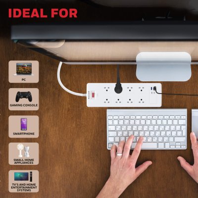 Honeywell 8 Outlet Surge Protector with 2 Type C & 2 USB