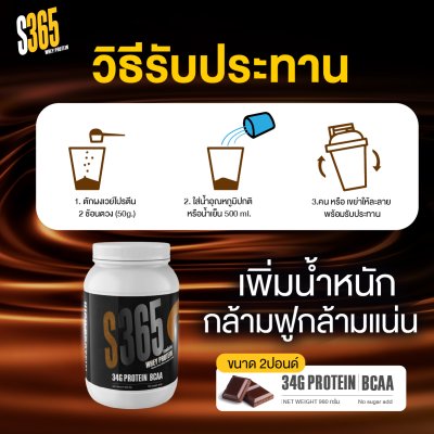 S365 Isolate Whey Protein 2 Lb (Chocolate) เวย์โปรตีนไอโซเลท รสชาติช็อกโกแลต [BCAA+VitC+Collagen](copy)
