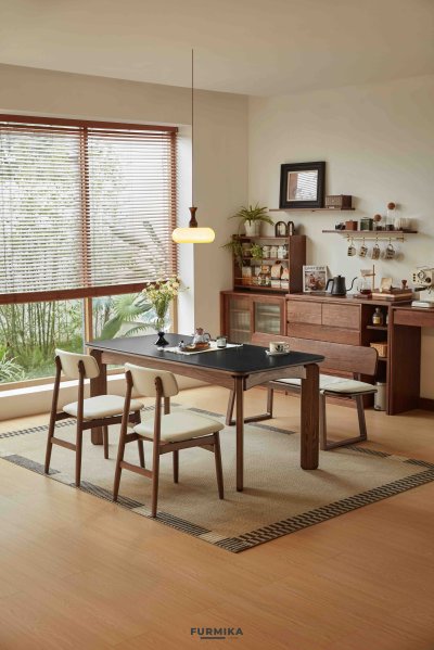 Elphy Oak Dining Table Set (Bench)