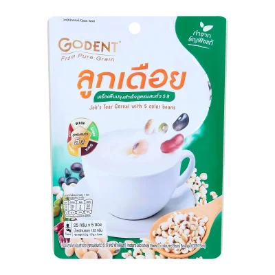 ลูกเดือยปรุงสำเร็จสูตรผสมถั่ว5สี โกเด้นท์ 150 กรัม.