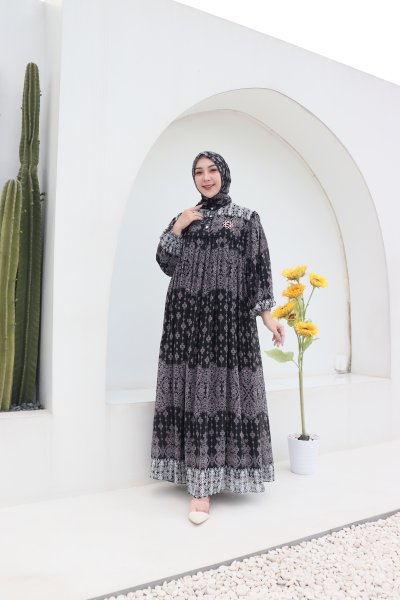 MEGHAN SET HIJAB ETNIK/GAMIS CERUTI PREMIUM/GAMIS GIES BUTIK