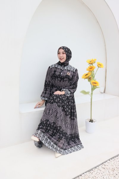 MEGHAN SET HIJAB ETNIK/GAMIS CERUTI PREMIUM/GAMIS GIES BUTIK