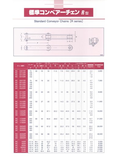 NC Standard Conveyor Chain (R Roller)