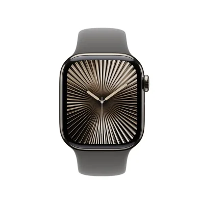 Apple Watch Series 10 GPS + Cellular 46mm Natural Titanium Case with Stone Gray Sport Band - S/M
