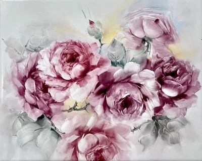 Pink Rose Porcelain Wall Plaque