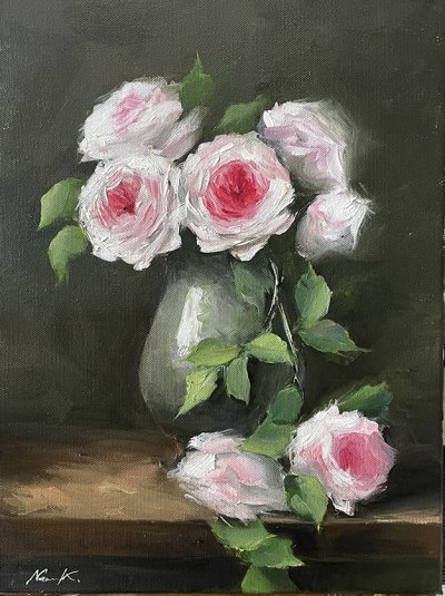 Rose in silver pot