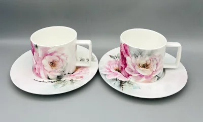 White Tiger & Blush Rose Porcelain Duo Set