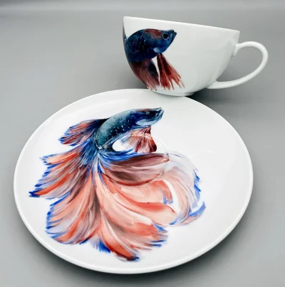 Siamese Betta Elegance Porcelain Duo Set