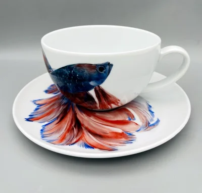 Siamese Betta Elegance Porcelain Duo Set