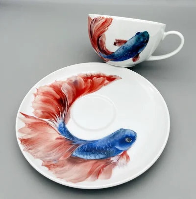 Siamese Betta Elegance Porcelain Duo Set