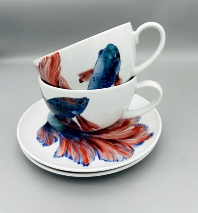 Siamese Betta Elegance Porcelain Duo Set