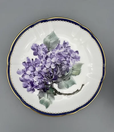 Hydrangea - Blue-Gold Rimmed Coffee Cup