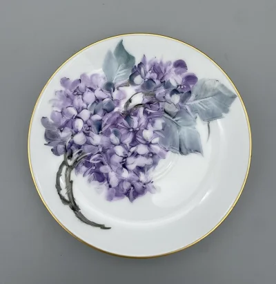 Hydrangea  Gold Rimmed Coffee Cup